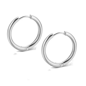 Planet Gates goldcolor / 8mm New Stainless Steel Small Chunky Earrings For Women Gold Color Smooth Circle Ear For Men Ring Thick Fat Huggie Hoops Piercing