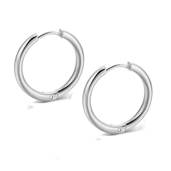 Planet Gates goldcolor / 8mm New Stainless Steel Small Chunky Earrings For Women Gold Color Smooth Circle Ear For Men Ring Thick Fat Huggie Hoops Piercing