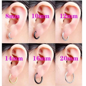 Planet Gates goldcolor / 8mm New Stainless Steel Small Chunky Earrings For Women Gold Color Smooth Circle Ear For Men Ring Thick Fat Huggie Hoops Piercing