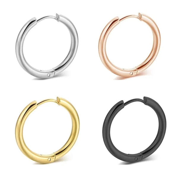 Planet Gates goldcolor / 8mm New Stainless Steel Small Chunky Earrings For Women Gold Color Smooth Circle Ear For Men Ring Thick Fat Huggie Hoops Piercing