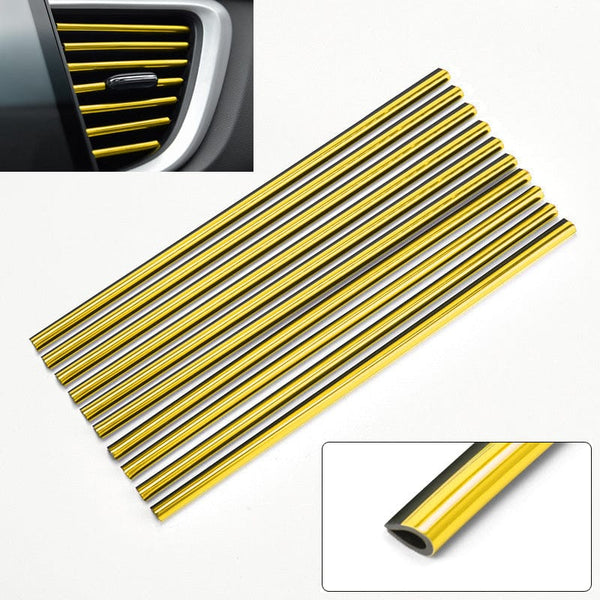 Planet Gates Golden - 10pcs 10pcs 20cm Car Air Conditioner Decoration Strip For Vent Outlet, U Shape Moulding Trim Strips, Styling Car Door Edge Corner Protector