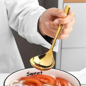 Planet Gates Golden 1pc, 304 Stainless Steel Thickening Spoon Creative Long Handle Hotel Hot Pot Spoon Soup Ladle Home Kitchen Essential Tools
