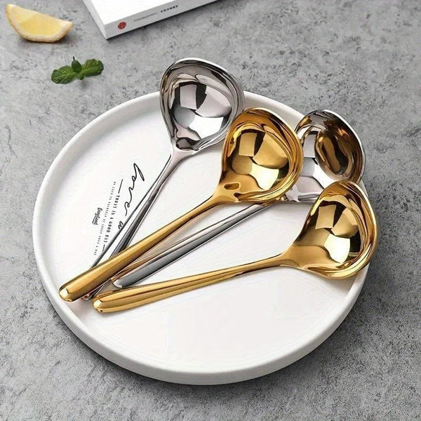 Planet Gates Golden 1pc, 304 Stainless Steel Thickening Spoon Creative Long Handle Hotel Hot Pot Spoon Soup Ladle Home Kitchen Essential Tools