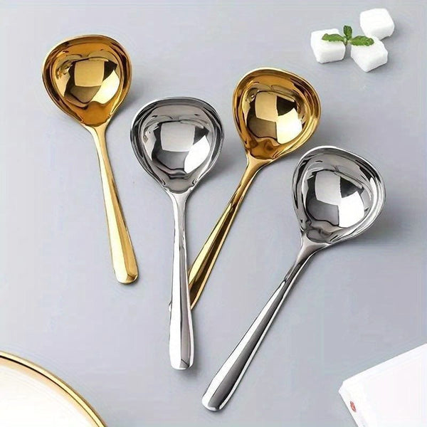 Planet Gates Golden 1pc, 304 Stainless Steel Thickening Spoon Creative Long Handle Hotel Hot Pot Spoon Soup Ladle Home Kitchen Essential Tools