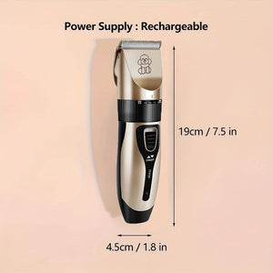 Planet Gates Golden 1pc Dog Grooming Clipper Set With Cordless Pet Trimmer Rechargeable Adjustable Blades For Dog Grooming Supplies