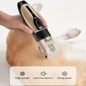Planet Gates Golden 1pc Dog Grooming Clipper Set With Cordless Pet Trimmer Rechargeable Adjustable Blades For Dog Grooming Supplies
