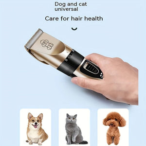 Planet Gates Golden 1pc Dog Grooming Clipper Set With Cordless Pet Trimmer Rechargeable Adjustable Blades For Dog Grooming Supplies