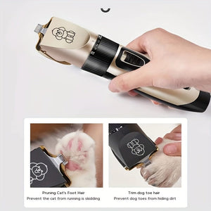 Planet Gates Golden 1pc Dog Grooming Clipper Set With Cordless Pet Trimmer Rechargeable Adjustable Blades For Dog Grooming Supplies