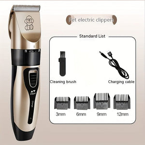 Planet Gates Golden 1pc Dog Grooming Clipper Set With Cordless Pet Trimmer Rechargeable Adjustable Blades For Dog Grooming Supplies