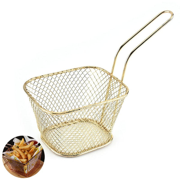 Planet Gates Golden 1pc Stainless Steel Oil Drain Rack - Perfect for French Fries, Frying, and Food Presentation!