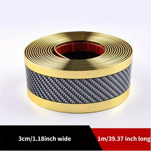 Planet Gates Golden 1pc Stickers Anti Scratch Door Sill Protector Rubber Strip Carbon Fiber Car Threshold Protection Bumper Film Sticker Car Styling