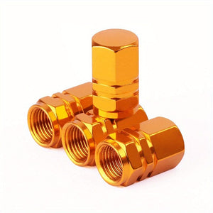 Planet Gates Golden 4pcs Car Valve Cap, Valve Cover, Aluminum Alloy Tire Valve Covers, Cool Modification