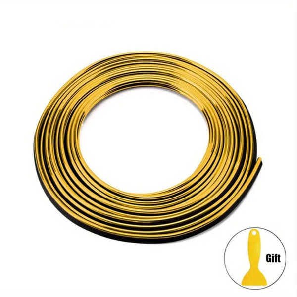 Planet Gates Golden / 5M/196.85in 1pc Universal Car Mold Decoration Flexible Strip 16ft/ 5m PVC With Interior Car Decoration Strip Dashboard Door Car Styling