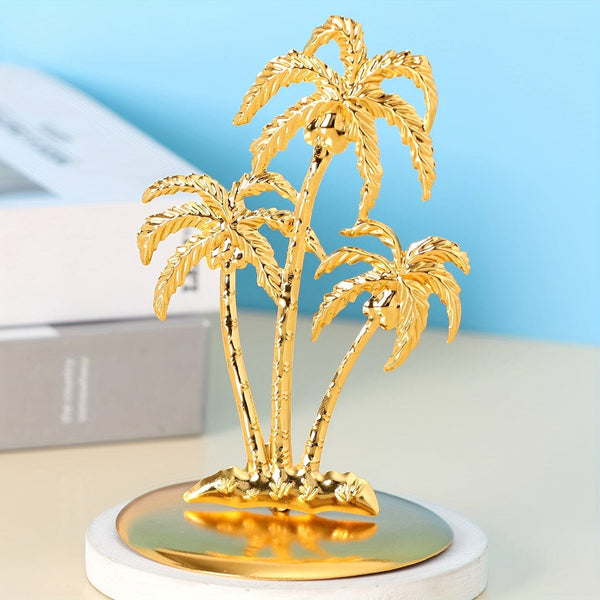 Planet Gates Golden / 8.5cm*8.5cm*14cm 1pc Creative Iron Art Coconut Tree Craft Ornament, Living Room Entrance, Bookshelf, Wine Cabinet, TV Cabinet Decoration, Craft Decoration Ornament, Desktop Decor