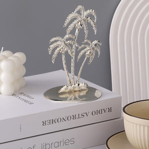 Planet Gates Golden / 8.5cm*8.5cm*14cm 1pc Creative Iron Art Coconut Tree Craft Ornament, Living Room Entrance, Bookshelf, Wine Cabinet, TV Cabinet Decoration, Craft Decoration Ornament, Desktop Decor