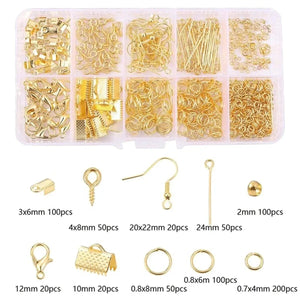 Planet Gates Golden Alloy Accessories Jewelry Findings Set Earring Making Kit Lobster Clasp Open Jump Rings Repair Tools DIY Jewelry Making Supplies