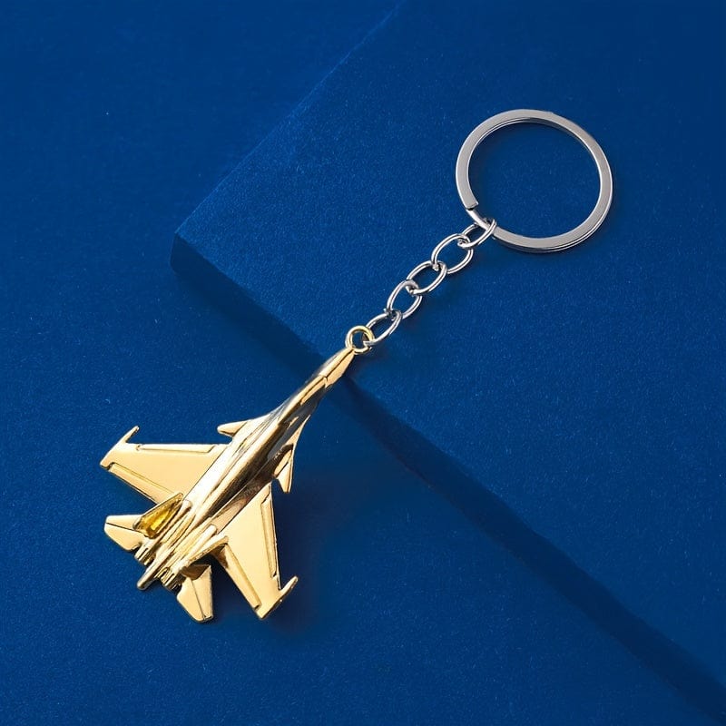 Planet Gates Gun Black Alloy Airplane Model Keychain Air Force Fighter Model Car Key Pendant