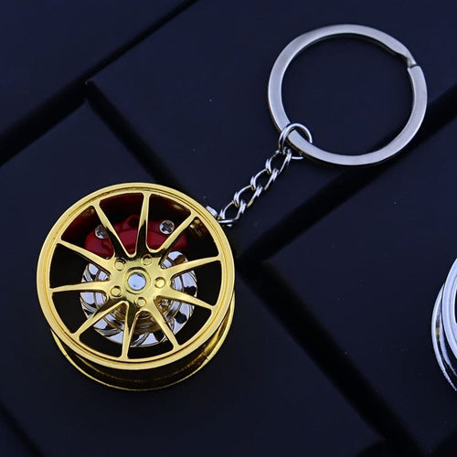 Planet Gates Golden Brake 360 rotating car keychain pendant, creative car keychain decoration, a unique gift for car lovers