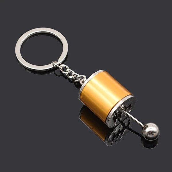 Planet Gates Golden color 1pc Creative Car Gear Box Keychain, Six-Speed Manual Shift Gear Key Chain Car Refitting Metal Pendant Car Key Ring