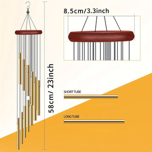 Planet Gates Golden Color 1pc Golden Wind Chimes For Outside, Wind Chimes Outdoor With 12 Aluminum Alloy Tubes And Hook, Memorial Wind Chimes Outdoor, Mother's Day Gift, Mother's Day Decor, Mother's Day Supplies, Party Supplies, Party Decor