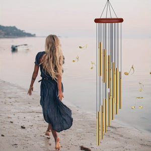 Planet Gates Golden Color 1pc Golden Wind Chimes For Outside, Wind Chimes Outdoor With 12 Aluminum Alloy Tubes And Hook, Memorial Wind Chimes Outdoor, Mother's Day Gift, Mother's Day Decor, Mother's Day Supplies, Party Supplies, Party Decor
