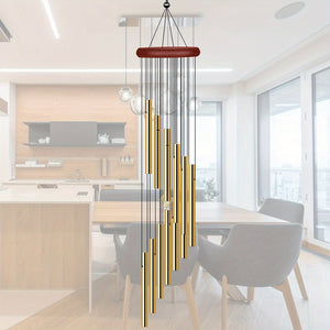 Planet Gates Golden Color 1pc Golden Wind Chimes For Outside, Wind Chimes Outdoor With 12 Aluminum Alloy Tubes And Hook, Memorial Wind Chimes Outdoor, Mother's Day Gift, Mother's Day Decor, Mother's Day Supplies, Party Supplies, Party Decor