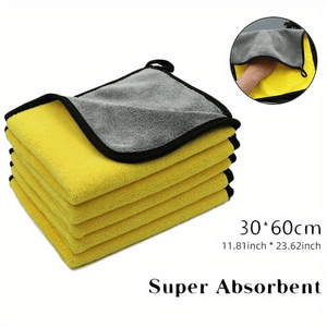 Planet Gates Golden color / 5pcs 5pcs 500GSM Microfiber Cleaning Towel Thicken Soft Drying Cloth Car Body Washing Towels Double Layer Clean Rags