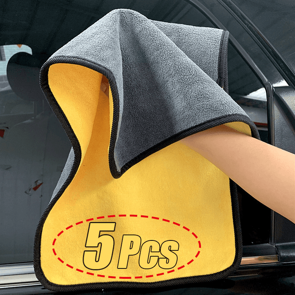 Planet Gates Golden color / 5pcs 5pcs 500GSM Microfiber Cleaning Towel Thicken Soft Drying Cloth Car Body Washing Towels Double Layer Clean Rags