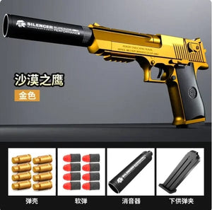 Planet Gates Golden DE / CN Children Toy Guns Desert Eagle Pistol Manual Handgun Toy Foam Dart Blaster Shooting Model Launcher For Boys Girls Outdoor Games