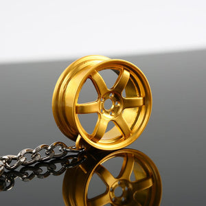 Planet Gates Golden Jdm Car Auto Racing Parts Te37 Wheel Rim Shaped Mini Keychain Keyring Keyfob Alloy