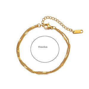 Planet Gates Golden stainless steel Double-Layer Chain Bracelet For Women Simply Shiny Bracelet Korea Student Hand Accessories