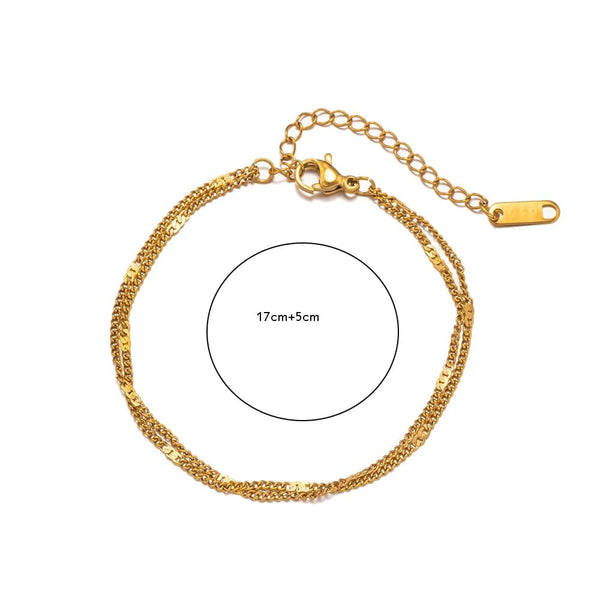 Planet Gates Golden stainless steel Double-Layer Chain Bracelet For Women Simply Shiny Bracelet Korea Student Hand Accessories