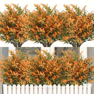 Planet Gates Golden Yellow 10 Bundles Artificial Lavender Flowers Outdoor UV Resistant Fake Flowers No Fade Faux Plastic Plants Garden Porch Window Box Decorating Indoor Outside Hanging Planter Home Kitchen Office Wedding Garden Decor