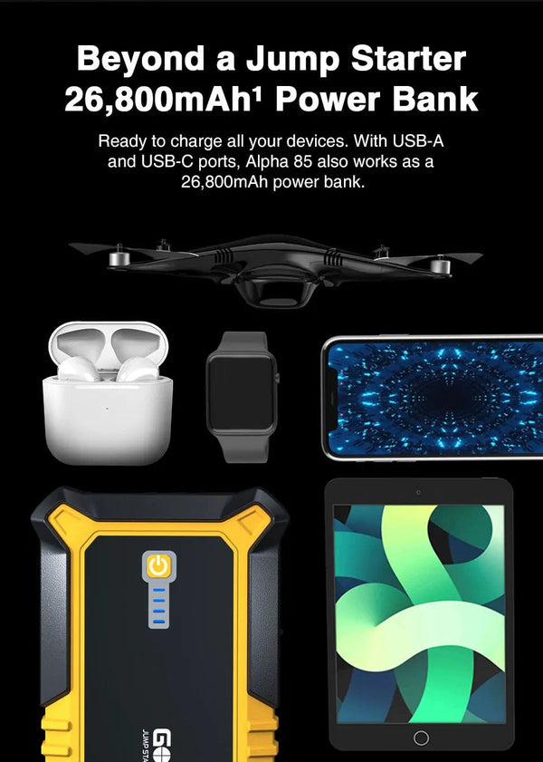 Planet Gates GOOLOO 26800mAh Jump Starter Car Booster External Battery 4000A Start Power Bank 12V Starting Device for Petrol Diesel Emergency