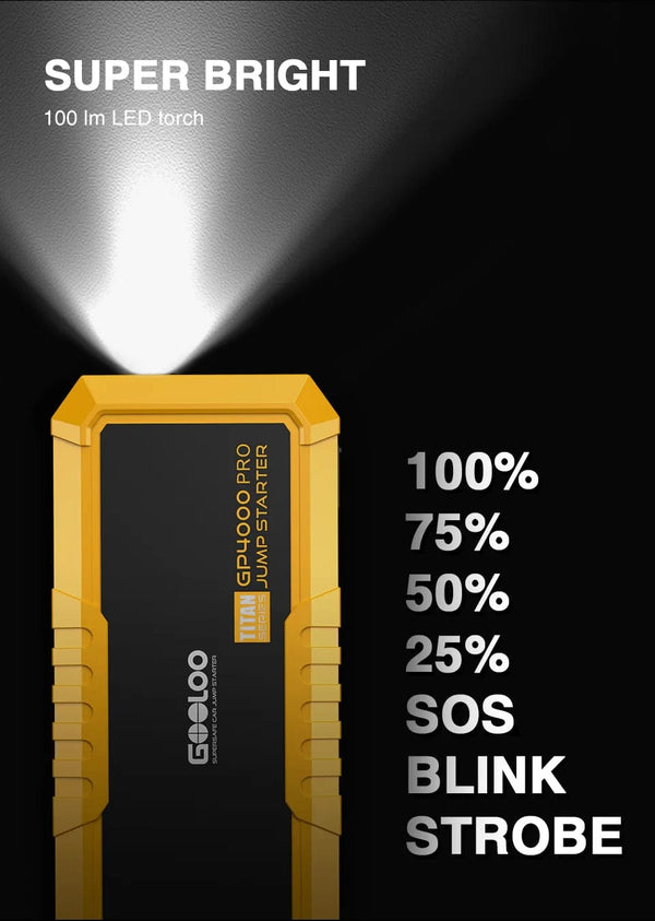 Planet Gates GOOLOO 4000A Start Power Bank 26800mAh Jump Starter Car Booster External Battery 12V Starting Device for Petrol Diesel Powerbank
