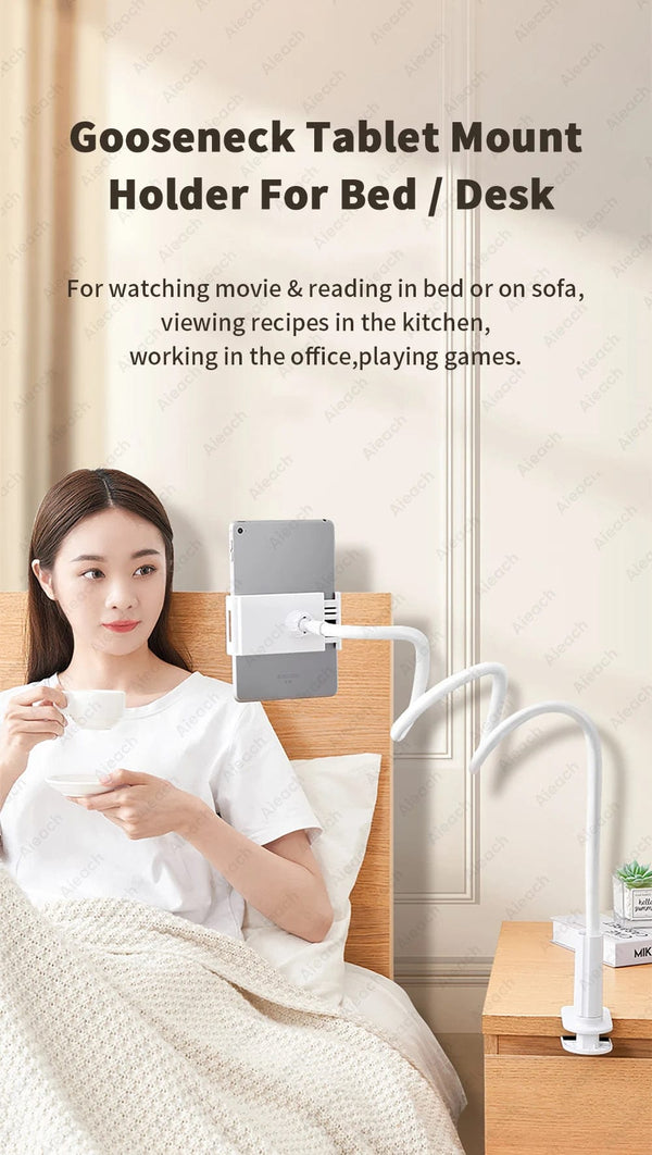 Planet Gates Gooseneck Tablet Stand Holder For Bed Desk Phone Holder Flexible Long Arm Clamp Tablet Mount For iPad Samsung Xiaomi 4.7-11 inch