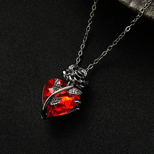 Planet Gates Gothic Rose Red Love Necklace Women's Y2K Grunge Jewelry Dainty Silver Color Tonebloody Human Heart Pendant Personalized Gifts
