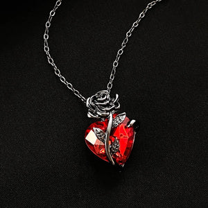 Planet Gates Gothic Rose Red Love Necklace Women's Y2K Grunge Jewelry Dainty Silver Color Tonebloody Human Heart Pendant Personalized Gifts