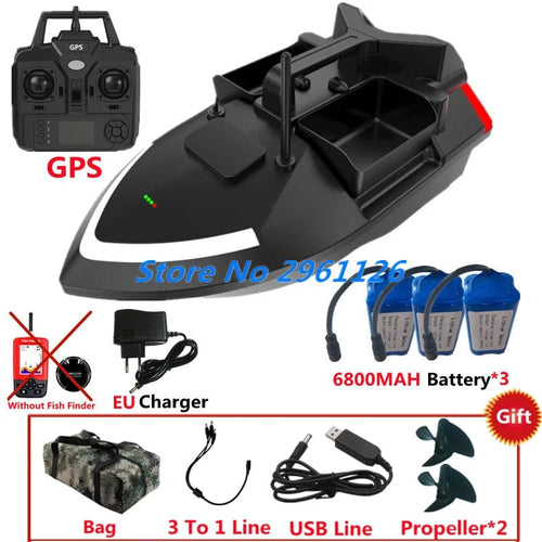 Planet Gates GPS NoFinder 1 6.8X3 500M 40GPS Point Remote Control Fishing Boat 2KG Load 6Hours LCD Display GPS Auto Return Cruise 3 Hopper High Speed RC Bait Boat