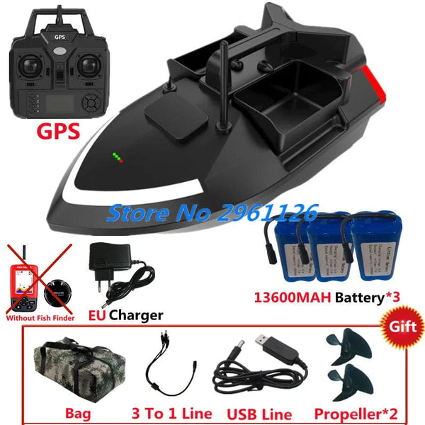 Planet Gates GPS NoFinder1 13.6X3 500M 40GPS Point Remote Control Fishing Boat 2KG Load 6Hours LCD Display GPS Auto Return Cruise 3 Hopper High Speed RC Bait Boat