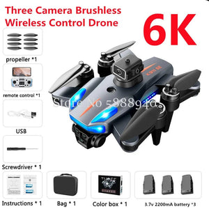 Planet Gates GPS Professional 8K Three Camera Brushless Wireless Control Drone 2.4G Avoid Obstacle Auto Return LED Light RC Drone Quadcopter