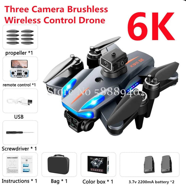 Planet Gates GPS Professional 8K Three Camera Brushless Wireless Control Drone 2.4G Avoid Obstacle Auto Return LED Light RC Drone Quadcopter