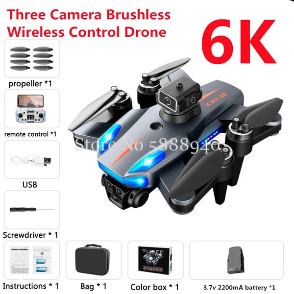 Planet Gates GPS Professional 8K Three Camera Brushless Wireless Control Drone 2.4G Avoid Obstacle Auto Return LED Light RC Drone Quadcopter
