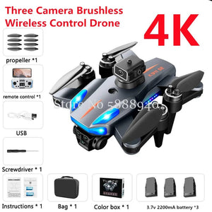 Planet Gates GPS Professional 8K Three Camera Brushless Wireless Control Drone 2.4G Avoid Obstacle Auto Return LED Light RC Drone Quadcopter