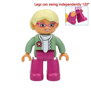 Planet Gates Grandmother B Figures Dolls Big Size Building Blocks Family Action Workers Doctor Police Farmer Compatible Large Bricks Duploes Kid Toys