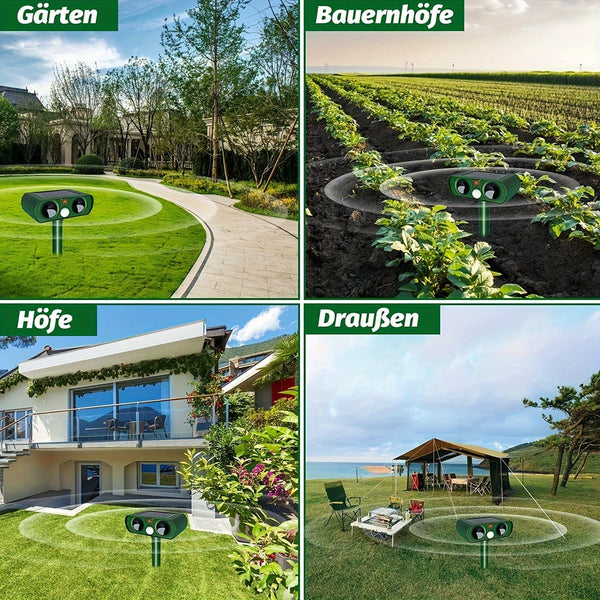 Planet Gates Grass Green 1pc, Outdoor Solar Ultrasonic Insect Repellent For Rats, Raccoons, Skunks, Moles, Dogs, Cats, Pests, Birds, Snakes, Wild Animals, Dangerous Animals, Comes With Waterproof Motion Detector, Powerful Solar Powered.