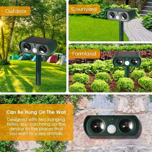 Planet Gates Grass Green 1pc, Outdoor Solar Ultrasonic Insect Repellent For Rats, Raccoons, Skunks, Moles, Dogs, Cats, Pests, Birds, Snakes, Wild Animals, Dangerous Animals, Comes With Waterproof Motion Detector, Powerful Solar Powered.