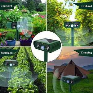Planet Gates Grass Green 1pc, Outdoor Solar Ultrasonic Insect Repellent For Rats, Raccoons, Skunks, Moles, Dogs, Cats, Pests, Birds, Snakes, Wild Animals, Dangerous Animals, Comes With Waterproof Motion Detector, Powerful Solar Powered.