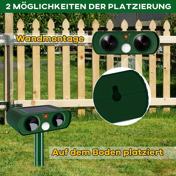 Planet Gates Grass Green 1pc, Outdoor Solar Ultrasonic Insect Repellent For Rats, Raccoons, Skunks, Moles, Dogs, Cats, Pests, Birds, Snakes, Wild Animals, Dangerous Animals, Comes With Waterproof Motion Detector, Powerful Solar Powered.