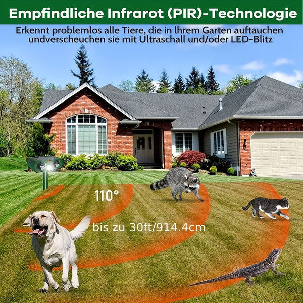 Planet Gates Grass Green 1pc, Outdoor Solar Ultrasonic Insect Repellent For Rats, Raccoons, Skunks, Moles, Dogs, Cats, Pests, Birds, Snakes, Wild Animals, Dangerous Animals, Comes With Waterproof Motion Detector, Powerful Solar Powered.